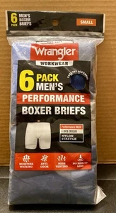 NEW 6 - Pack Boxer Briefs By Wrangler Mens Workwear Nylon Stretch Size Small - Picture 1 of 3