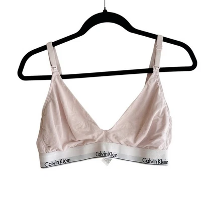 Calvin Klein Soft Triangle Wireless Nursing Bralette Cream Pink Size XL - Image 1 of 4