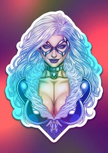 Black Cat Bust Holographic Die-Cut Sticker 4" - Picture 1 of 2