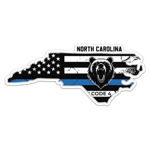 North Carolina State Code 4 dünne blaue Linie Aufkleber Auto Autoaufkleber Vinyl Decal - Bild 1 von 1