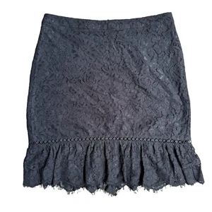 Karl Lagerfeld Lace Skirt Womens 10 Ruffle Hem Whimsigoth Scalloped Hem Coquette - Picture 1 of 8