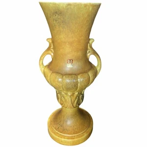Royal Haeger Pottery 17.5" Vase Planter Handled Yellow Pedestal MCM Vintage - Picture 1 of 7