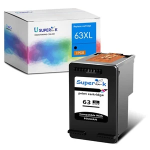 Kompatybilny z czarnym atramentem HP 1PK 63XL 63-XL z nowym chipem Officejet 5258 5264 4652 - Zdjęcie 1 z 24