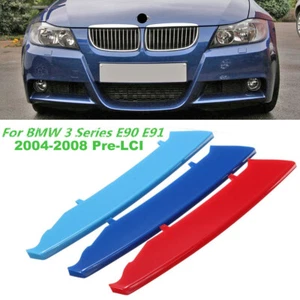 3 Color Kidney Grille Cover Stripe Clip For BMW 3 Series E90 E91 04-08 Pre-LCI - Picture 1 of 8