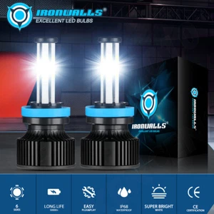 6-sides H11 H9 H8 LED Headlight Bulbs Low Beam Fog Light 450000LM 6500K White 2x - Picture 1 of 12