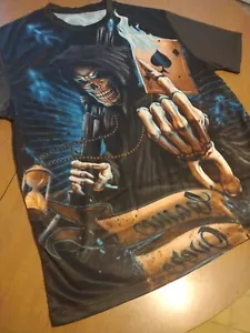 NEW Mens Skull Poker Size Medium Black T Shirt FREE SHIPPING - Picture 1 of 3