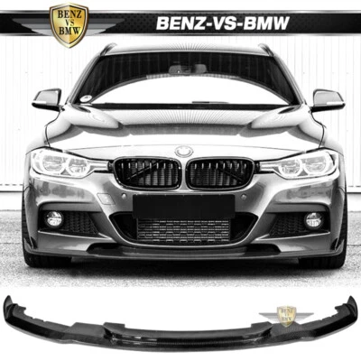 Fits 12-18 BMW F30 3-Series M Sport HM Style Front Bumper Lip CF - Carbon Fiber - Image 1 of 4