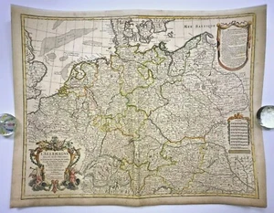 DEUTSCHLAND POLEN 1701 GUILLAUME DELISLE GROSSE ANTIKE GRAVIERTE KARTE 18. JAHRHUNDERT - Bild 1 von 12