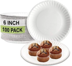 6" inch Disposable White Paper Plates 600pcs - Picture 1 of 9