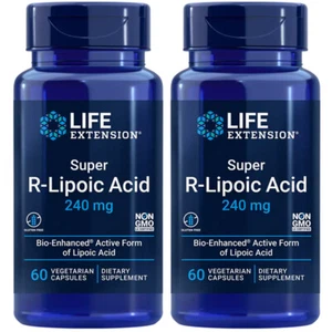 Super R-Lipoic Acid 240mg R-ALA Bio-Enh Act. Lipoic Acid 2X60Caps Life Extension - Picture 1 of 2