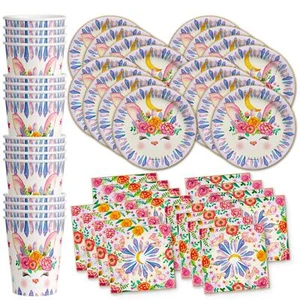 Bunny Rabbit Floral Birthday Party Supplies Easter Bunny Party Supplies Floral P - Picture 1 of 6