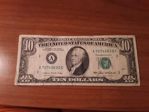 1985 $10 Boston Federal Reserve Note Bill - Picture 1 of 2