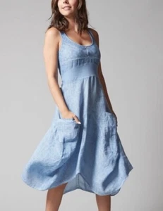 Inizio Linen Magic Dress Women's Small  Asymmetrical Bubble Hem Sleeveless Linen - Picture 1 of 5