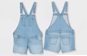 Size 0/25 Maternity Jean shorts Light Blue Denim Shortall Ingrid Isabel overall - Picture 1 of 4