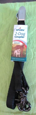 Sporn 2-Dog Coupler Attach Your Own Leash Easy to Use Walk 2 Dogs-Black **NEW** - Image 1 of 4