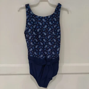 Lands End Womens High Neck Tummy Control Belted One Piece Size 16 Tall $75 8B301 - Picture 1 of 1