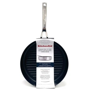 KitchenAid 3-lagige Basis Edelstahl Antihaft Runde Grillpfanne 10,25 Zoll Gebürstet - Bild 1 von 4