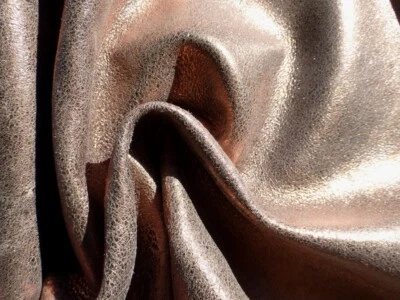 Goatskin leather hide Metallic Bronze Shimmering Crackle Finish full bodied - Image 1 of 4