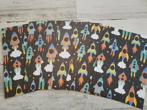 6 pieces of Rockets Scrapbook Paper 4x6 photo mats #197 - Picture 1 of 1