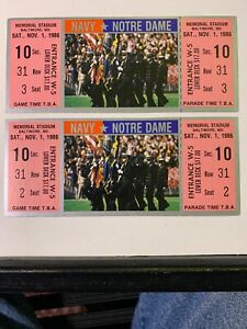 1986 Navy Midshipmen vs Notre Dame Fighting Irish Full Unused Football Ticket EX