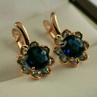 3Ct Round Cut Blue Sapphire And Diamond Womens Stud Earrings 14K Rose Gold Finish
