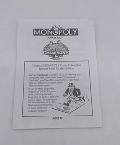 Monopoly Cardinals World Series Champion Edition Replacement Instruction Manual - Picture 1 of 4