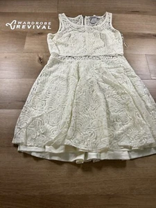 American Rag Cie Lace Illusion Skater Dress. Color Egret. Size L - Picture 1 of 10
