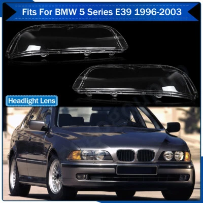 Pair Headlight Lens Covers For BMW 5 Series E39 Facelift 525i 540i M5 1996-2003 - Imagem 1 de 4