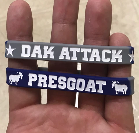 LOT OF 2 Dallas Cowboys "Dak Attack PresGoat" Dak Prescott Wristbands Bracelets Cover