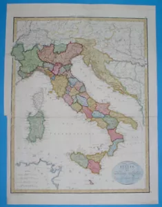 1816 ORIGINAL MAP ITALY VENICE SICILY TUSCANY LOMBARDY NAPLES CROATIA SLOVENIA - Picture 1 of 12