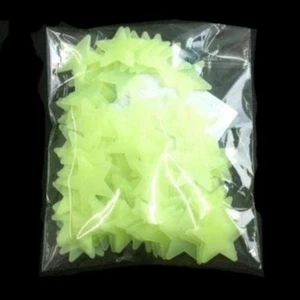 100pcs YELLOW Wall Stars Glow In The Dark Nursery Room Luminous Fluorescent Stic - Bild 1 von 1