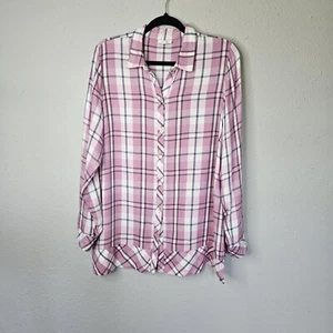 J Jill Women's Shirt Size Large Plaid Long Sleeve Button Down Western Purple - Picture 1 of 11