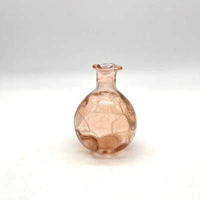Small Pink Crackle Glass Bud Vase Decorative Accent Home Decor - Image 1 of 4