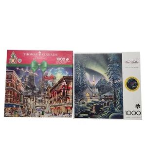 Christmas Winter Holiday Puzzles 1000 Pcs ELF Thomas Kinkade Kim Norlien - Picture 1 of 9
