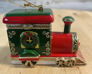 Porzellan Schmuckschatulle mit Scharnier Weihnachtszug - Bild 1 von 6