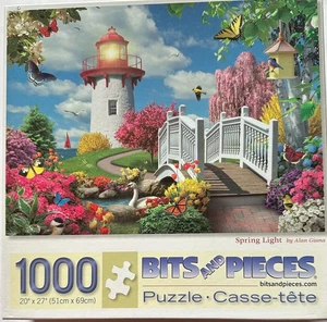 Luz de primavera CMP 1000 piezas Puzzle Puente Llorón Cerezo Faro Pájaro Flowe - Imagen 1 de 6