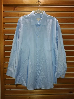 Non Iron Cotton Blue Pronto Uomo Men's Dress Shirt Size 17 1/2 32/33 - Image 1 of 4