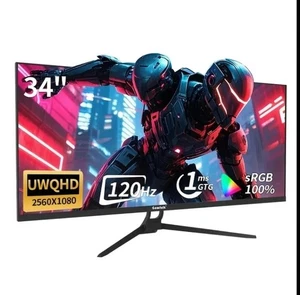 Gawfolk 34 Inch Curved Gaming Monitor Ultrawide PC Screen 120Hz Christmas Gift - Picture 1 of 8