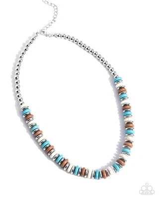 Paparazzi Straightforward Stones - Blue  - Turquoise , White , Light Brown Stone - Image 1 of 3