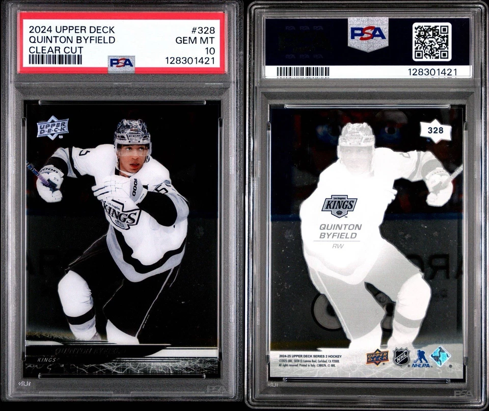 2024-25 Upper Deck Quinton Byfield Clear Cut #328 Kings PSA 10 - Image 1 of 1