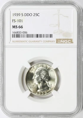 1939-S DDO 25c Washington Quarter FS-101 NGC MS66 Pop 2/1 - Image 1 of 4