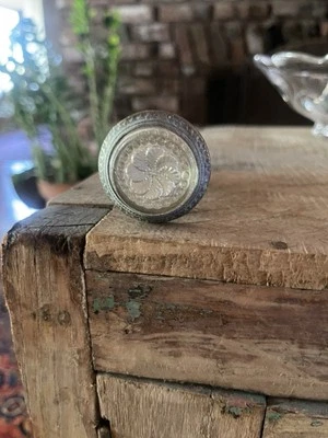 Antique Victorian Curtain Tie-Back · Silver Sulfide Glass Floret · Brass Hardwar - Image 1 of 4