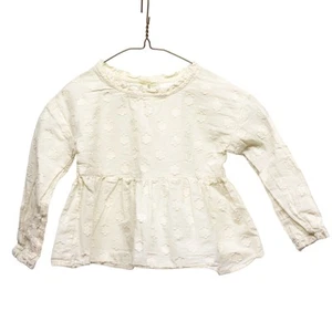 OKIE DOKIE Girls 2T Top 100% Cotton Long Sleeve Ivory Shirt - Picture 1 of 3