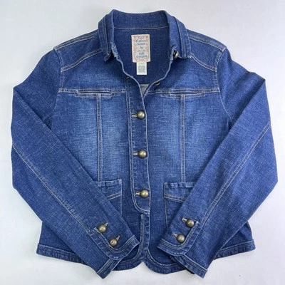 Jaqueta jeans vintage saudação outono feminina tamanho pequeno botão para cima stretch top - Imagem 1 de 4