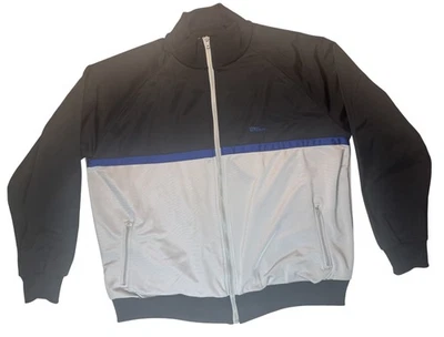 Wilson Track Jacket Mens XL Black Gray Blue Full Zip Athletic Tennis Retro Style - Image 1 of 4