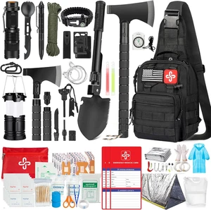 Survival Kit, 262 Teile Survival Gear Zubehör mit Erste Hilfe Set Tasche Umhängetasche - Bild 1 von 9