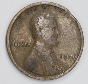 1919 LINCOLN WHEAT CENT - CLIPPED PLANCHET - - Picture 1 of 3