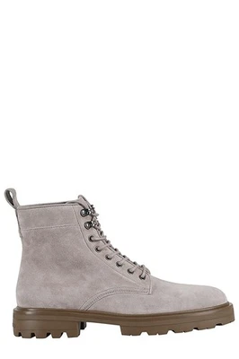 Hogan H873 Combat Ankle Boot in Grey Suede Leather - Image 1 of 3