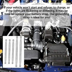 5PCS 10/12 Inch Flat Braided Copper Ground Strap,Vehicle Grounding Cable Straps - Picture 1 of 6