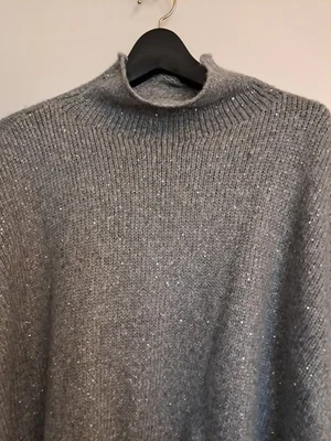 Poncho Jill cuello falso gris plata lentejuelas para mujer talla S-L invierno capas fiesta Foto 1 de 4